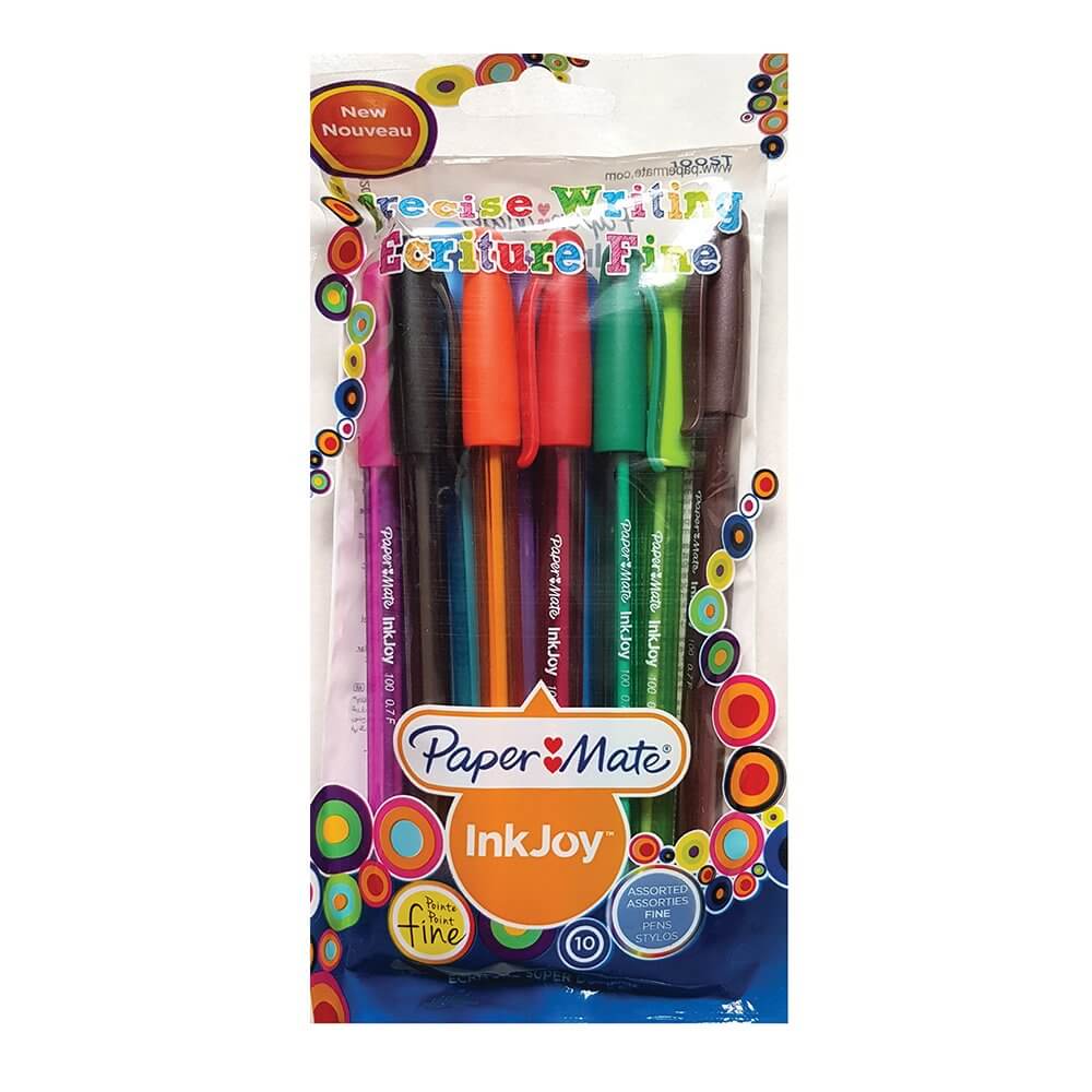 Pix fara mecanism Papermate Inkjoy 100C, plastic, 10 culori/set Pix fara mecanism Papermate Inkjoy 100C, plastic, 10 culori/set